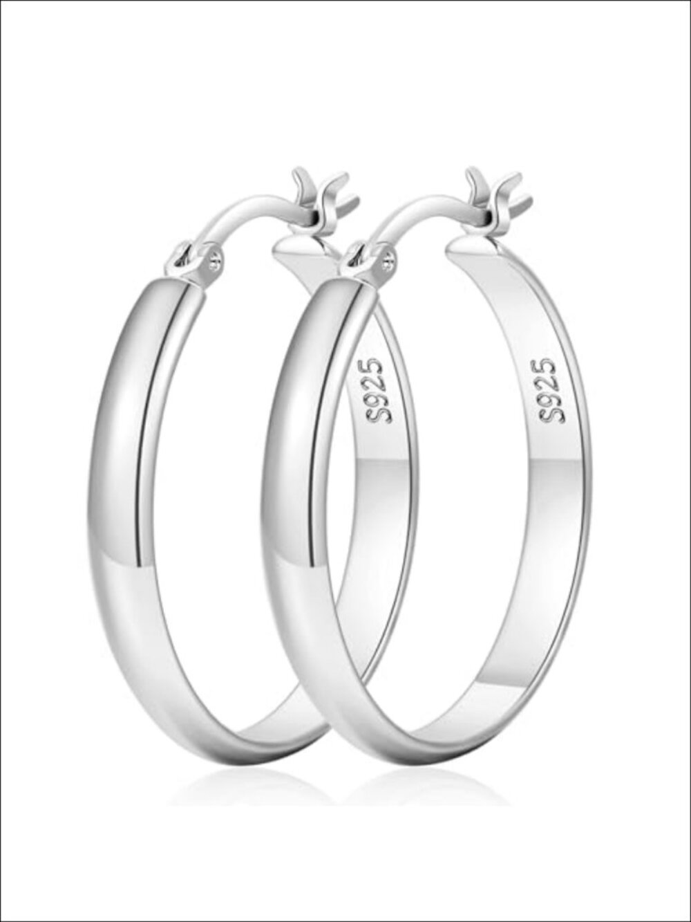 4mm Wide Sterling Silver Hoop Earrings Hypoallergenic Large Thin Hoops